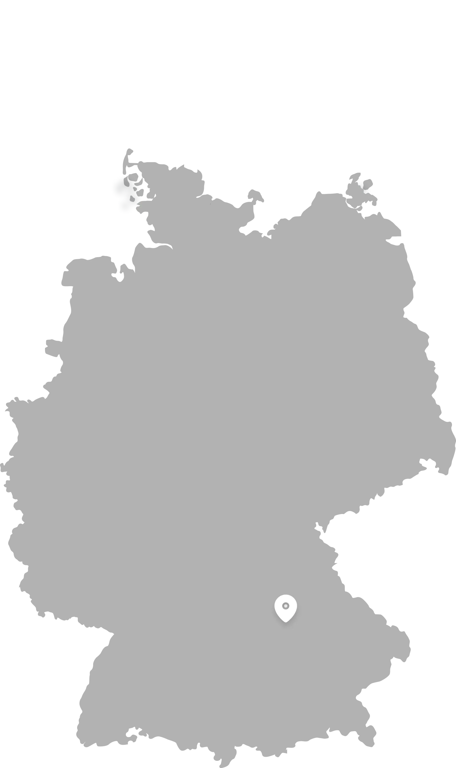 Deutschlandkarte mit Standort der H&F Laserbeschriftung GmbH in Pollenfeld-Preith